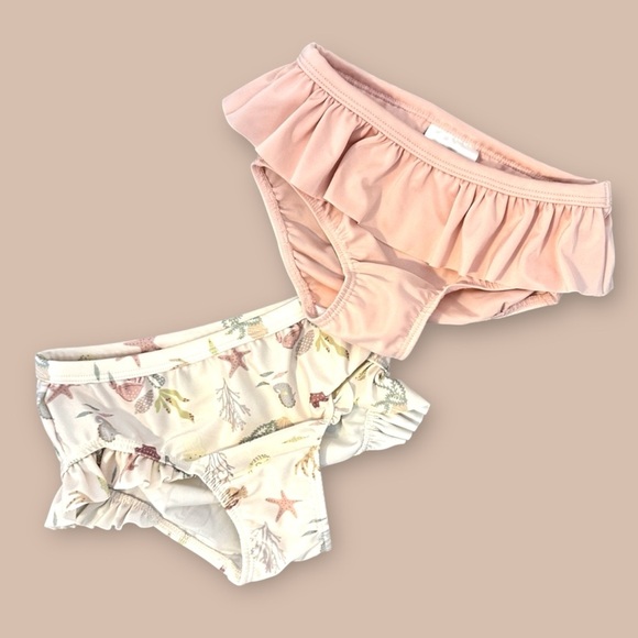 [KID] H&M Toddler Swim Trunks 2-Pack 1-2T Pink & Seashell Patterned - Picture 1 of 13